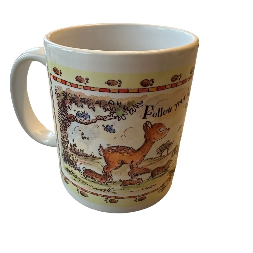 Leanin tree Vintage coffee mug Michael Abram’svfollow your heart animals 1997